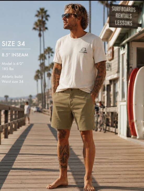 Billabong Other - Billabong Men's Size 34 Casual Chino Surfer Shorts 8.5 Inseam Lightweight Tan